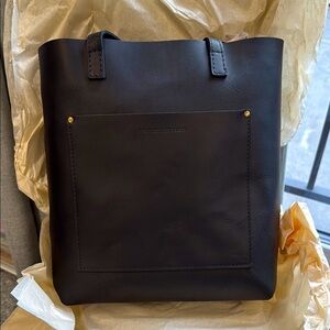 Black Leather Tote Bag - Portland Leather Goods PLG full size black crossbody
